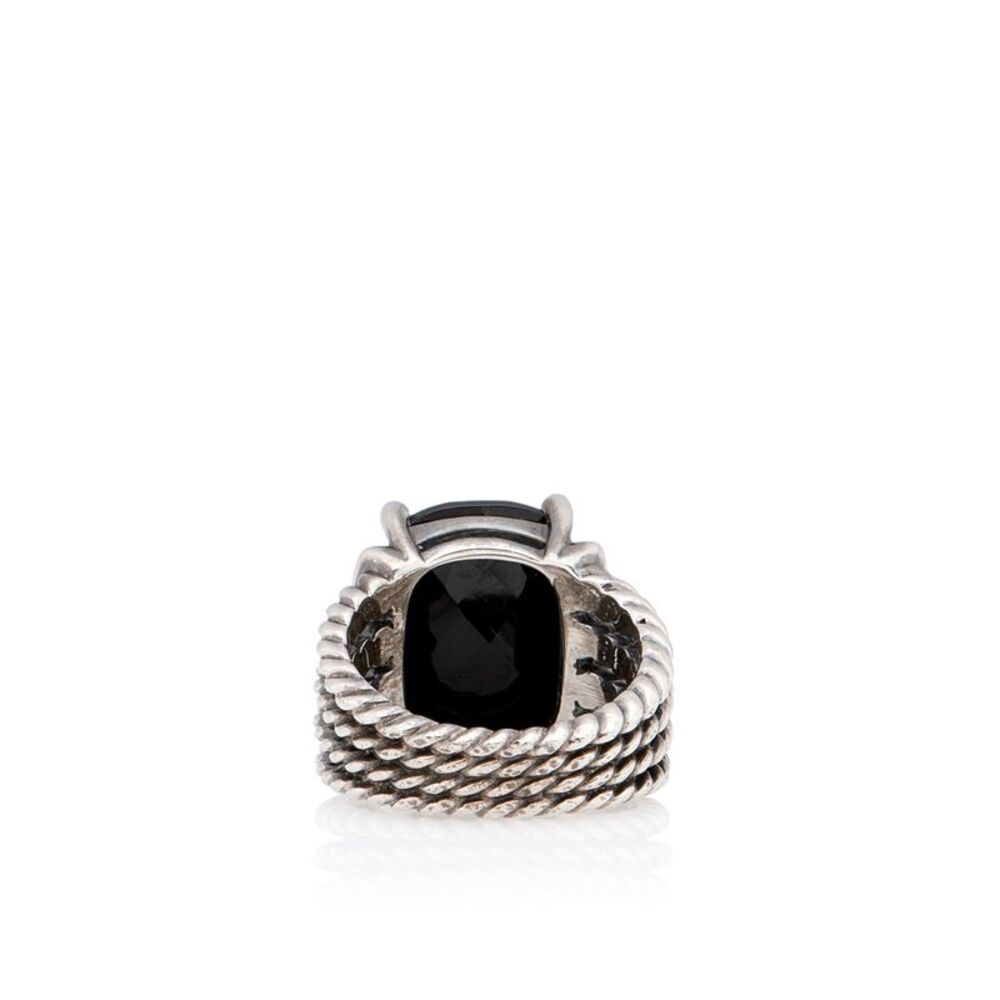 David Yurman Sterling Silver Diamond Onyx Wheaton Ring - Size 6 1/2 - Picture 3 of 4